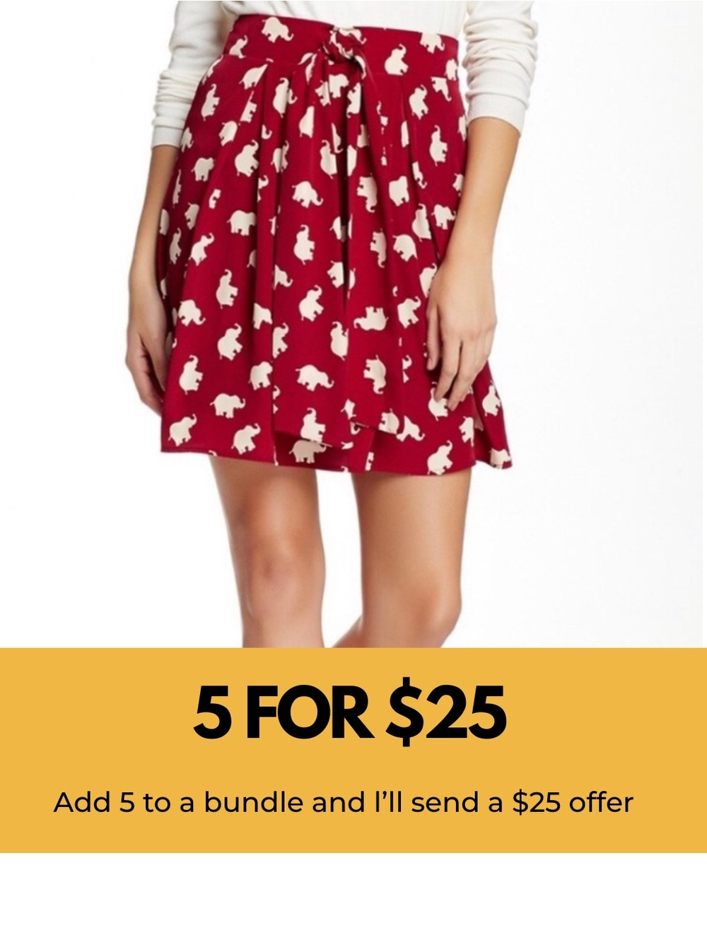 Elephant print a-line skirt. Size S.